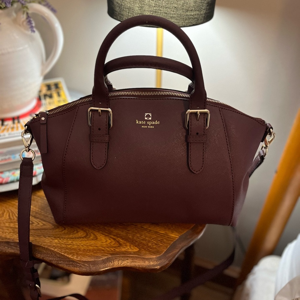 Kate Spade Red Satchel with Structured Shape and Gold Hardware